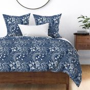 Forest Flowers reimagined paisley pattern navy blue medium scale 