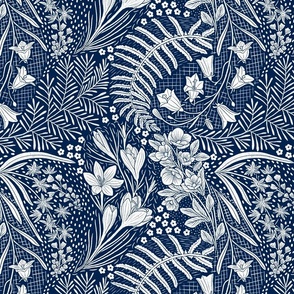 Forest Flowers reimagined paisley pattern navy blue medium scale 