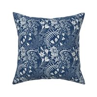Forest Flowers reimagined paisley pattern navy blue small scale