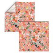 Coral Summery Oleander florals Coral pink Jumbo