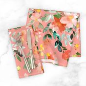 Coral Summery Oleander florals Coral pink Jumbo