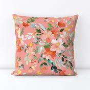 Coral Summery Oleander florals Coral pink Jumbo