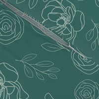 line art floral teal