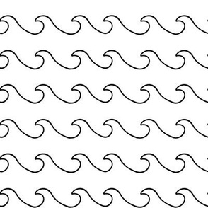 Ocean waves - surf wave fabric - nautical fabric -Black and white 