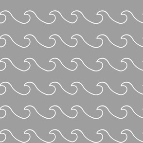 Ocean waves - surf wave fabric - nautical fabric -Grey