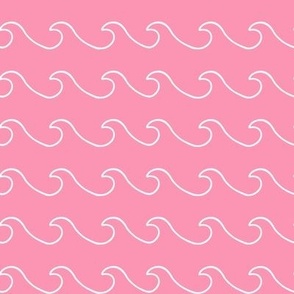 Ocean waves - surf wave fabric - nautical fabric -Pink