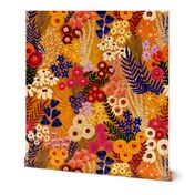 Painted Wildflower Meadow Earth Tone Florals - Medium