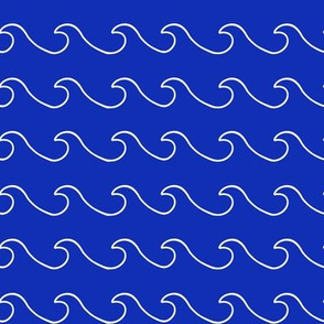 Ocean waves - surf wave fabric - nautical fabric -Electric blue
