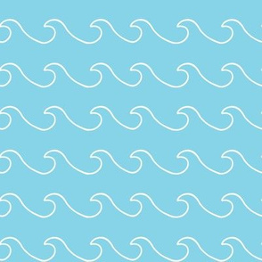 Ocean waves - surf wave fabric - nautical fabric -Light blue