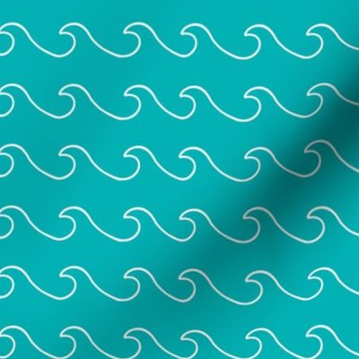 Ocean waves - surf wave fabric - nautical fabric -Aqua