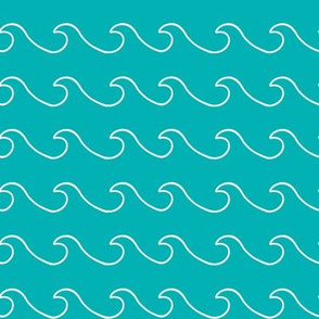 Ocean waves - surf wave fabric - nautical fabric -Aqua