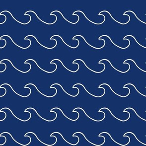 Ocean waves - surf wave fabric - nautical fabric -Navy