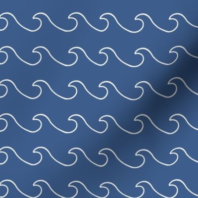 Ocean waves - surf wave fabric - nautical fabric -Dark blue