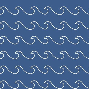 Ocean waves - surf wave fabric - nautical fabric -Dark blue