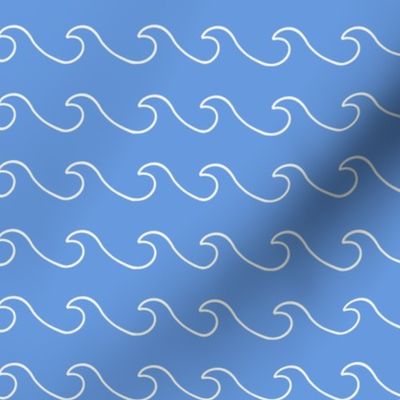 Ocean waves - surf wave fabric - nautical fabric -Periwinkle