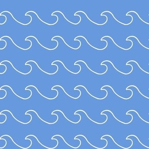 Ocean waves - surf wave fabric - nautical fabric -Periwinkle