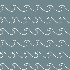 Ocean waves - surf wave fabric - nautical fabric -Gray blue