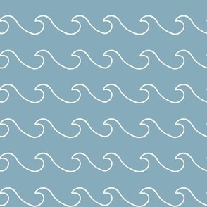 Ocean waves - surf wave fabric - nautical fabric -Dusty blue