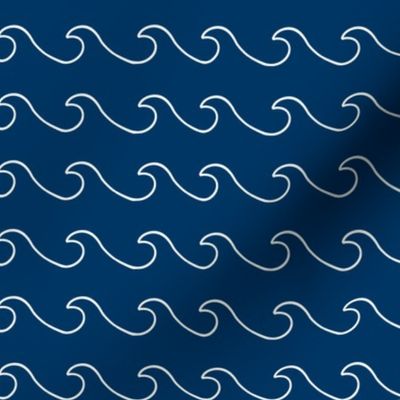 Ocean waves - surf wave fabric - nautical fabric -Navy