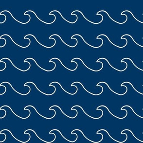 Ocean waves - surf wave fabric - nautical fabric -Navy