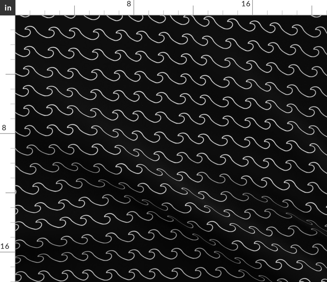 Ocean waves - surf wave fabric - nautical fabric -Bw