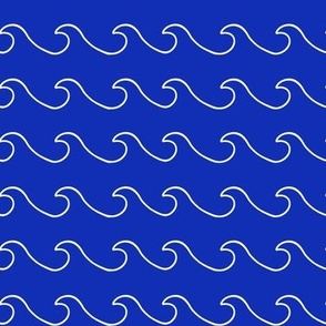 Ocean waves - surf wave fabric - nautical fabric -Bright blue