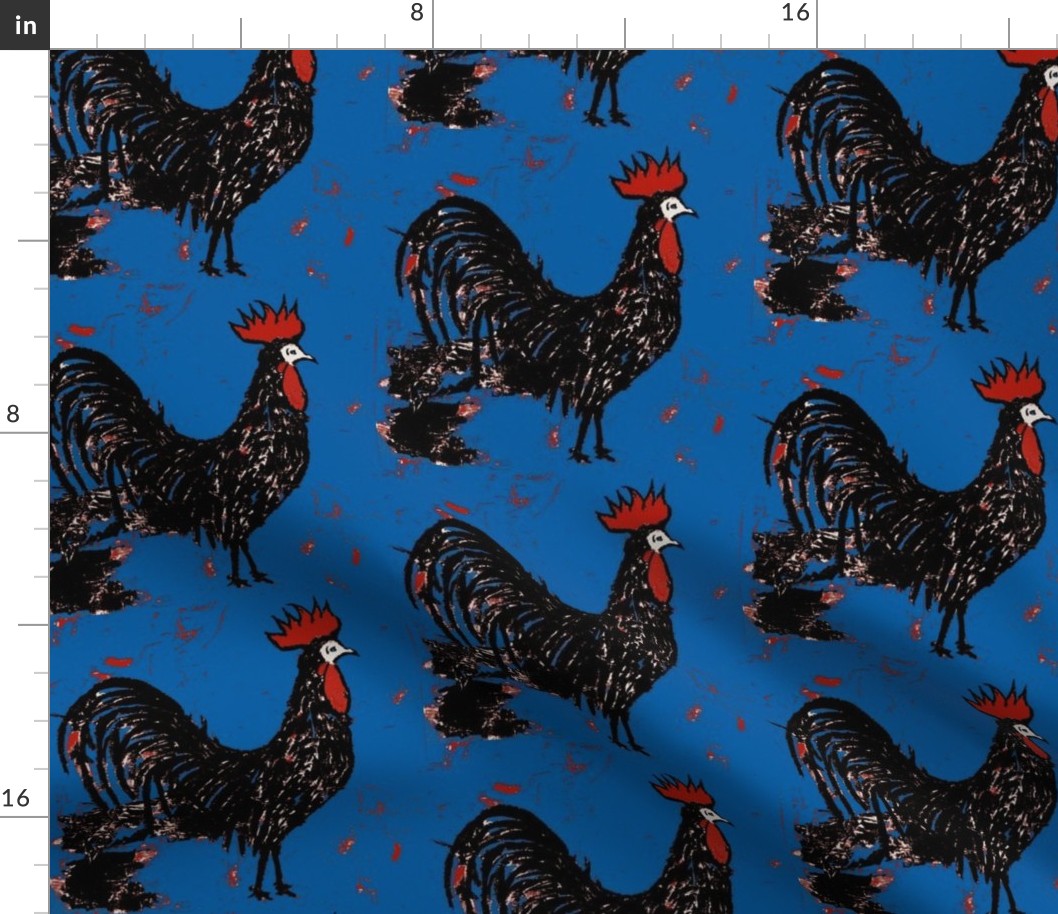 Chianti black rooster in royal blue