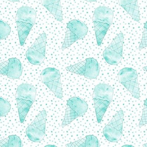 Mint ice cream babies - watercolor sweets for summer