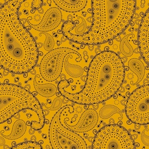 Black Paisley on Gold - SMALL