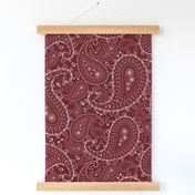 White Paisley on Red