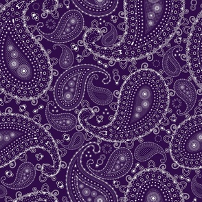 White Paisley on Purple - LARGE