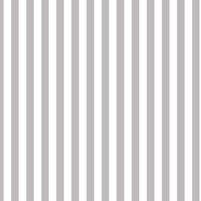 Pebble Grey Bengal Stripe Pattern Vertical in White