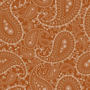 White Paisley on Copper - SMALL