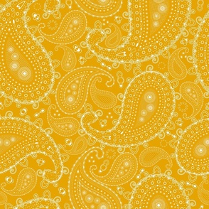 White Paisley on Gold