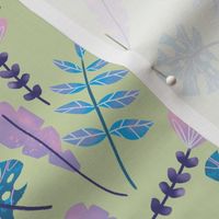 Green Melon Pastel Tropical Leaves Watercolor Style 2021 Trend Colors for Wallpaper and Fabric Kids and Baby 