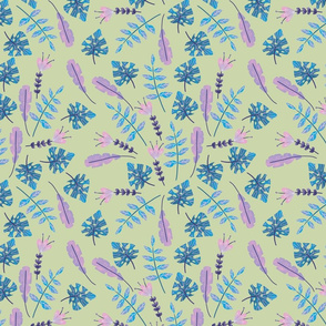 Green Melon Pastel Tropical Leaves Watercolor Style 2021 Trend Colors for Wallpaper and Fabric Kids and Baby 