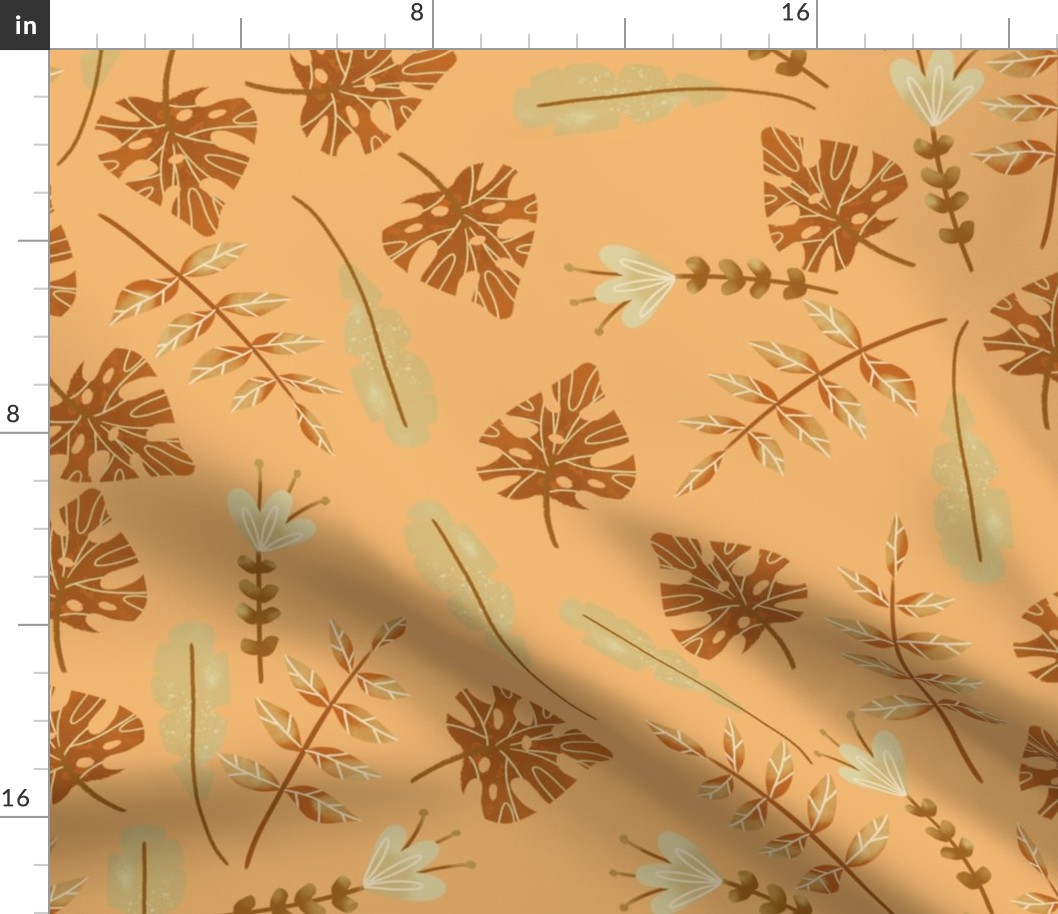 Peach Earth Tropical Leaves Watercolor Style 2021 Trend Colors for Wallpaper and Fabric Kids and Baby 