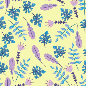 Pastel Yellow Tropical Leaves Watercolor Style 2021 Trend Colors for Wallpaper and Fabric Kids and Baby 