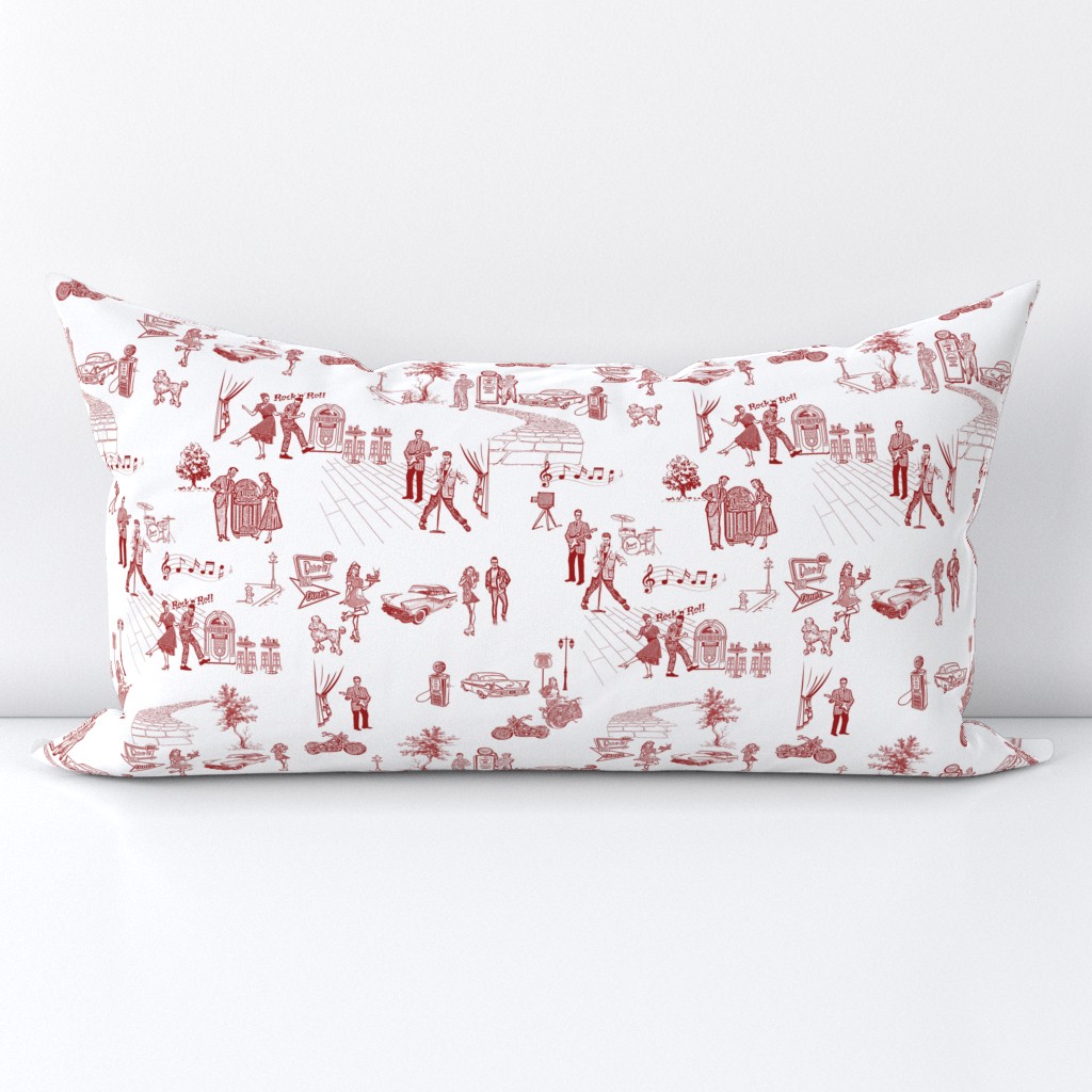 Classic Red and White Rock and Roll Toile de Jouy Print