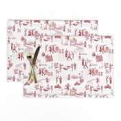 Classic Red and White Rock and Roll Toile de Jouy Print