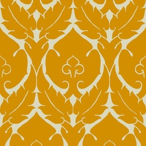 simple Renaissance damask, Persian orange on off-white