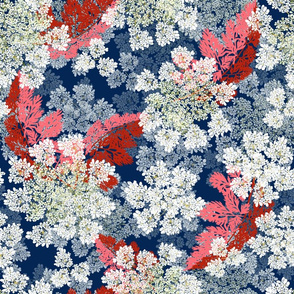 Queen Annes Lace | Deep Blue + Red
