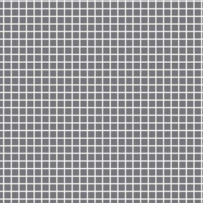Small Grid Pattern - Mouse Grey and White