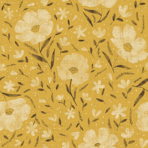 Large scale- Charlotte floral  - goldenrod 