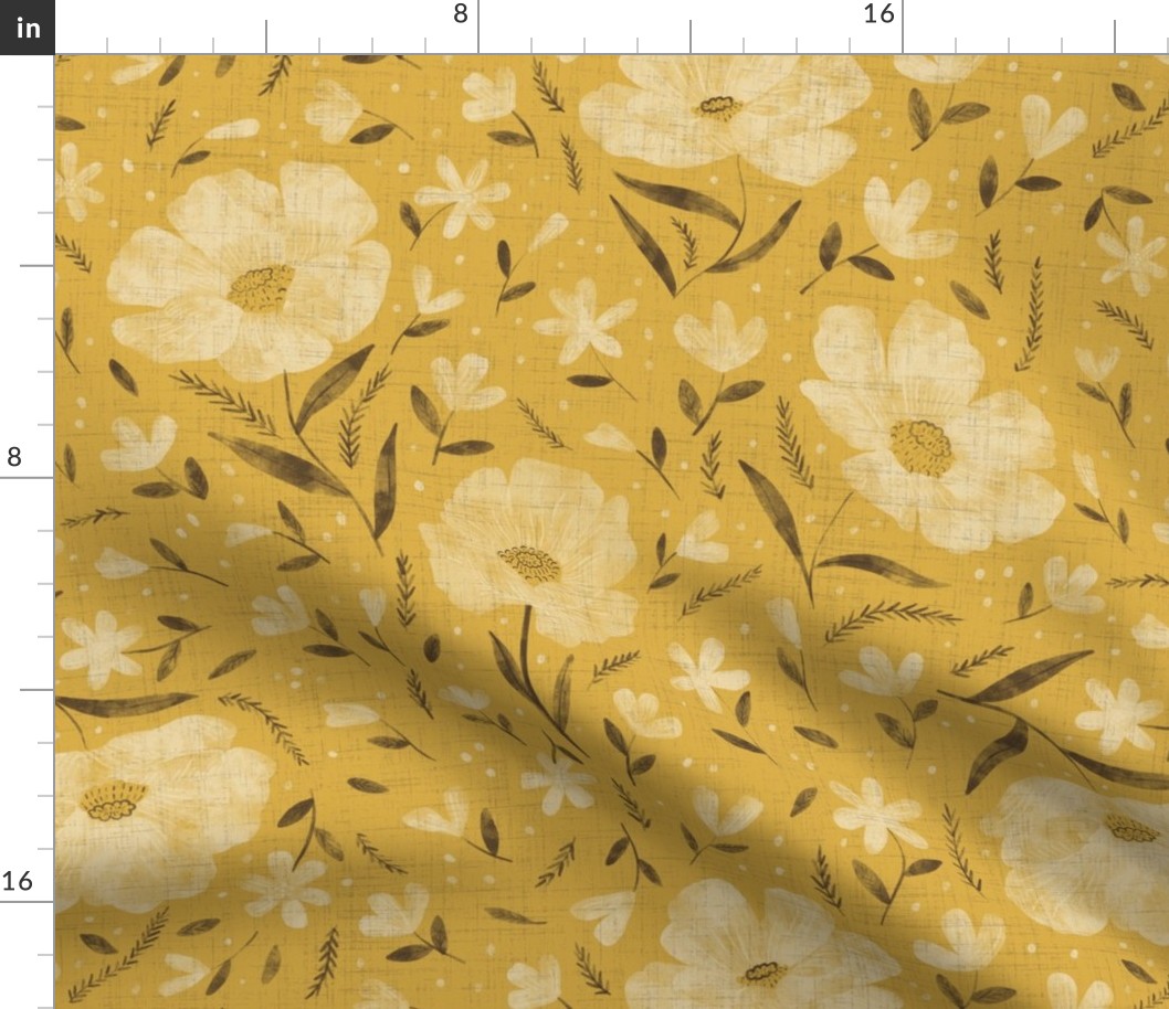 Large scale- Charlotte floral  - goldenrod 