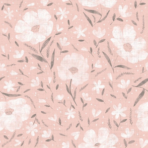 Large scale- Charlotte floral - soft warm pink