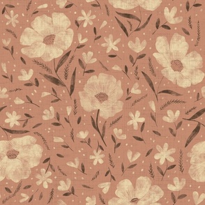 Large scale- Charlotte floral  - earthy terracotta 