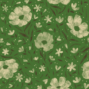 Large scale-Charlotte floral - green