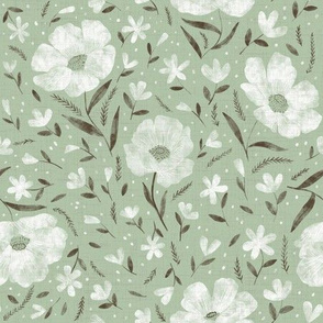 Medium scale- Charlotte floral - sage