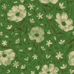 Medium scale- Charlotte floral- green